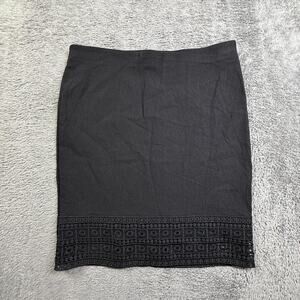 IZ Byer Black Midi Skirt Womens M Pull On Stretch Crochet Lace